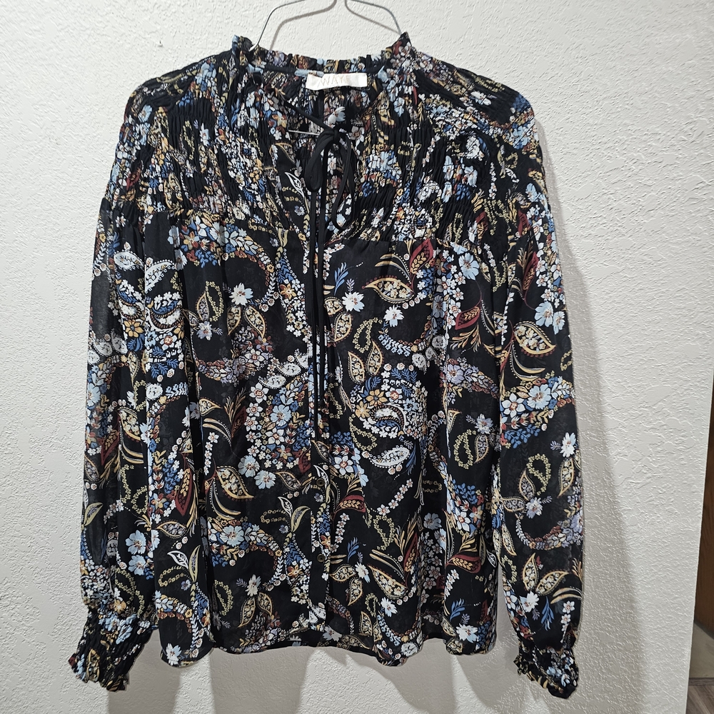 Floral Black Blouse